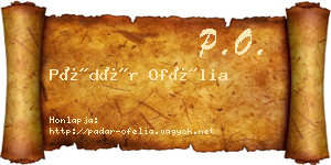Pádár Ofélia névjegykártya