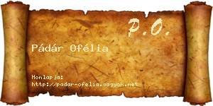 Pádár Ofélia névjegykártya